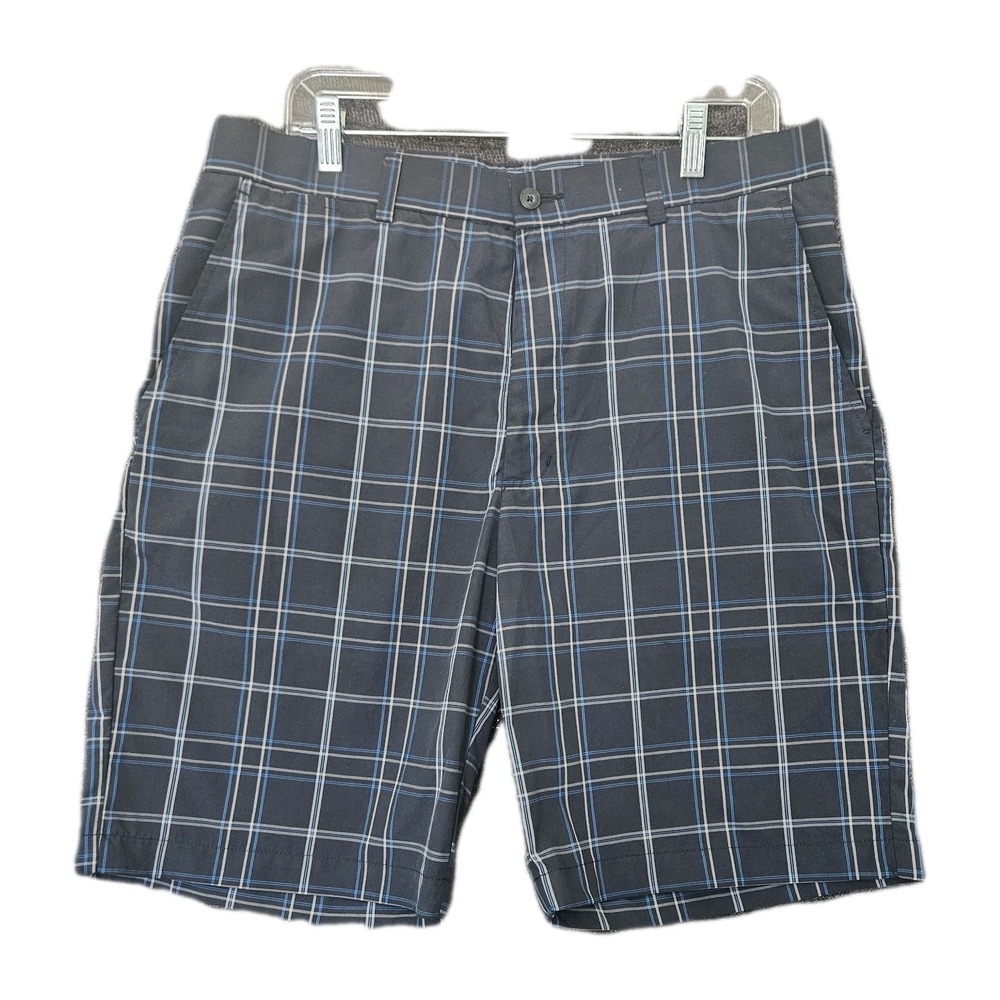 Mens Ben Hogan Performance Blue/White Plaid Golf Shorts Size 34